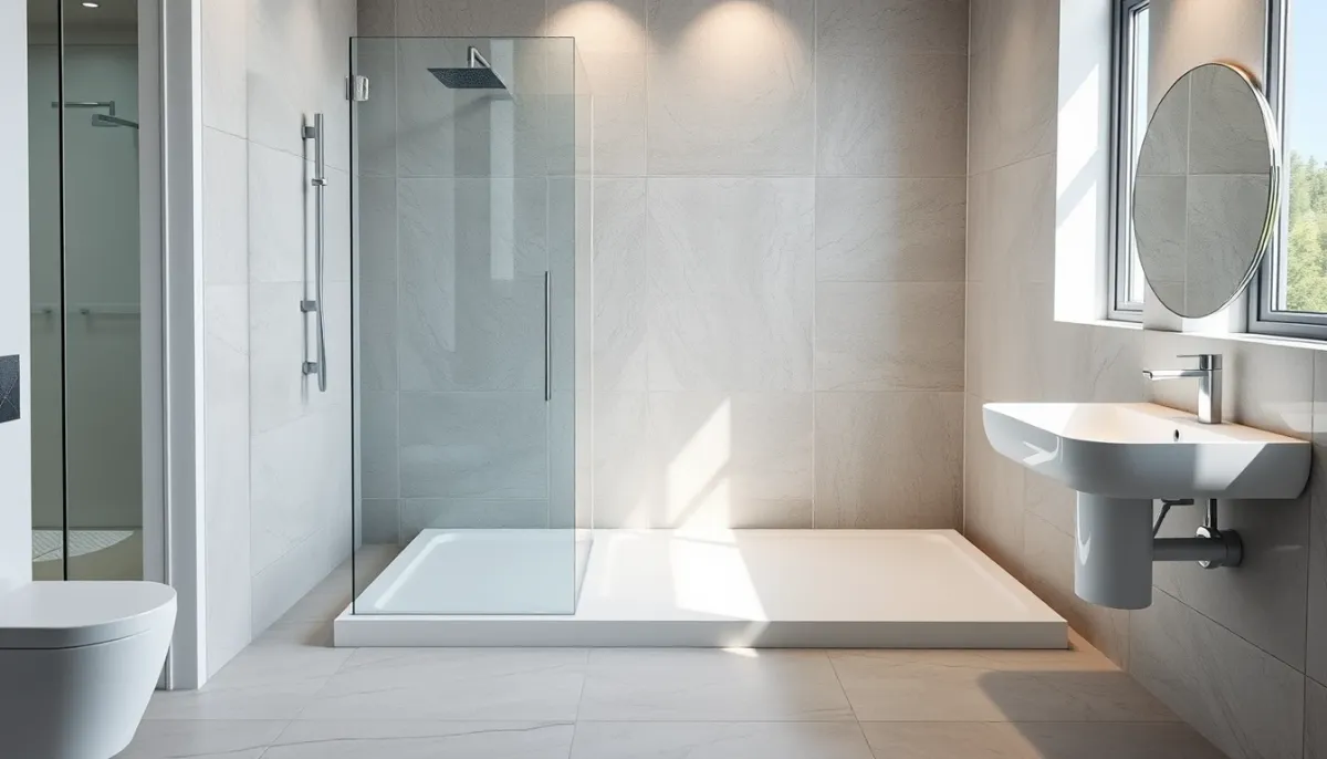 Installation d'un receveur de douche extra-plat dans une salle de bain rénovée