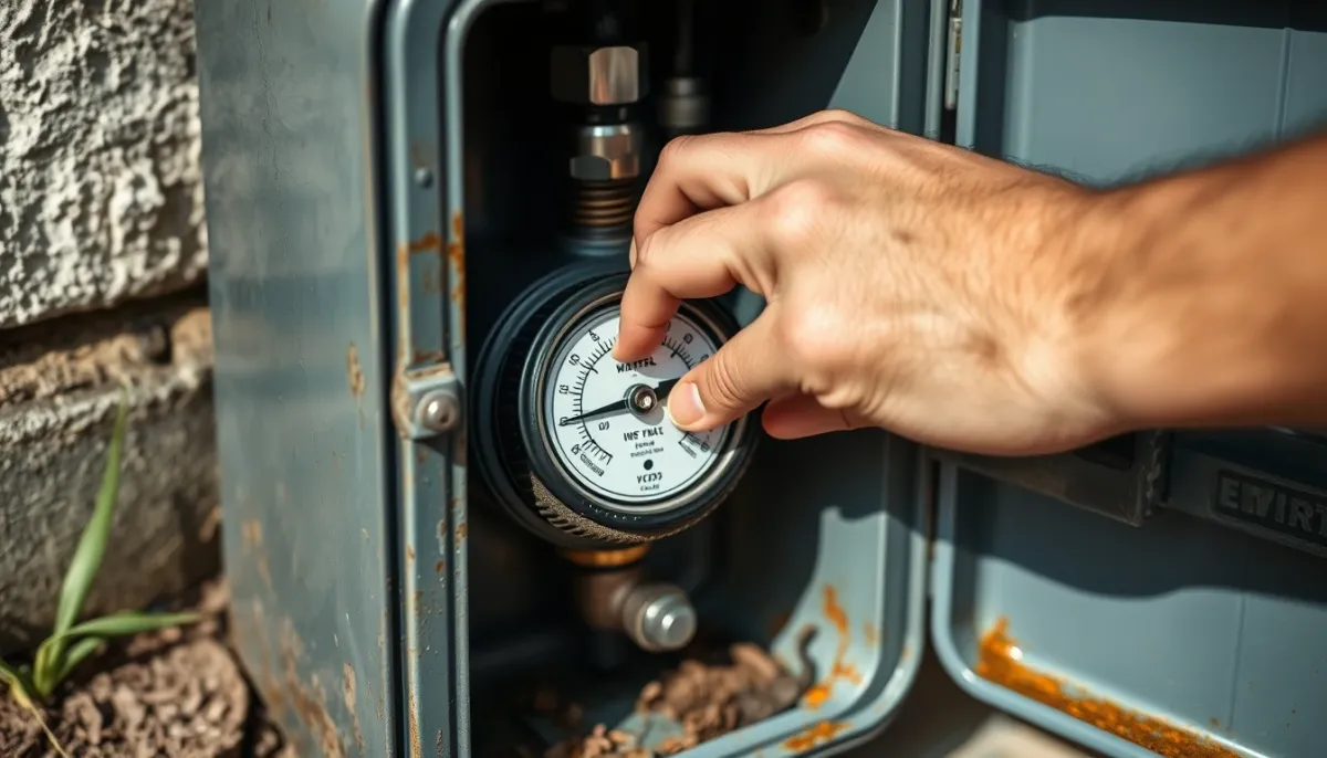 Vérification du compteur d'eau pour détecter une fuite enterrée
