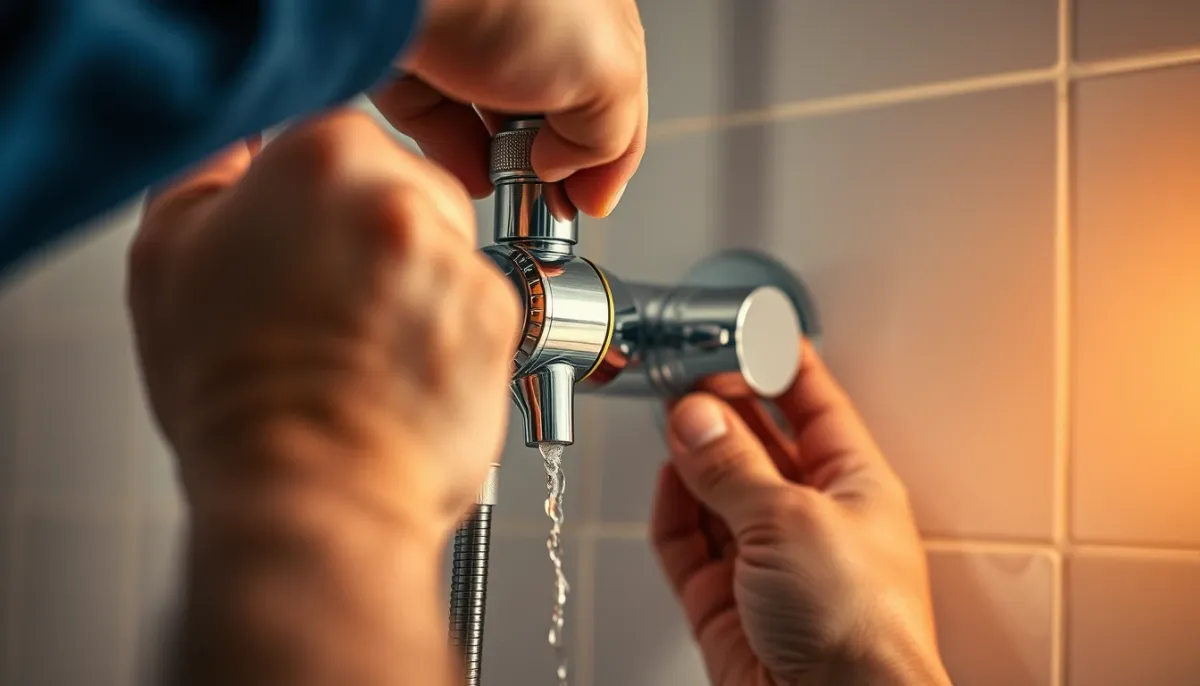 Pose d'un mitigeur thermostatique sur une paroi de douche carrelée par un plombier