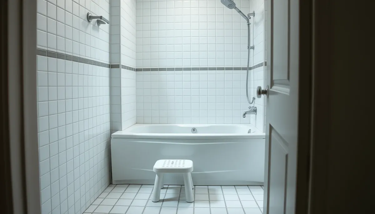 Salle de bain compacte avec baignoire, configuration où le remplacement par une douche peut ne pas convenir