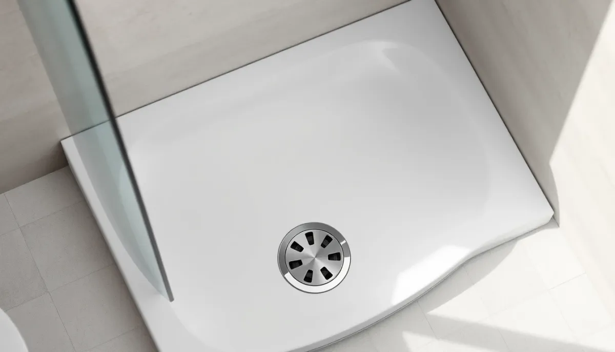 Receveur de douche extra-plat antidérapant avec grille d'évacuation chromée