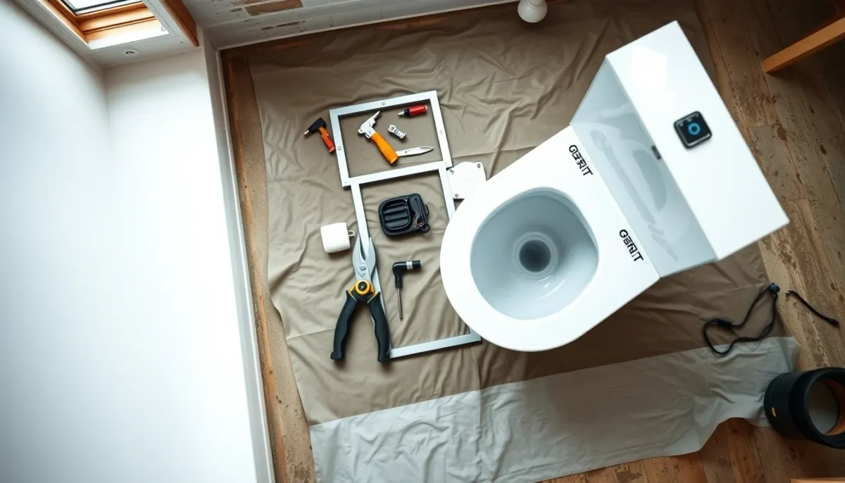 Kit WC suspendu Geberit prêt à être installé lors d'une rénovation