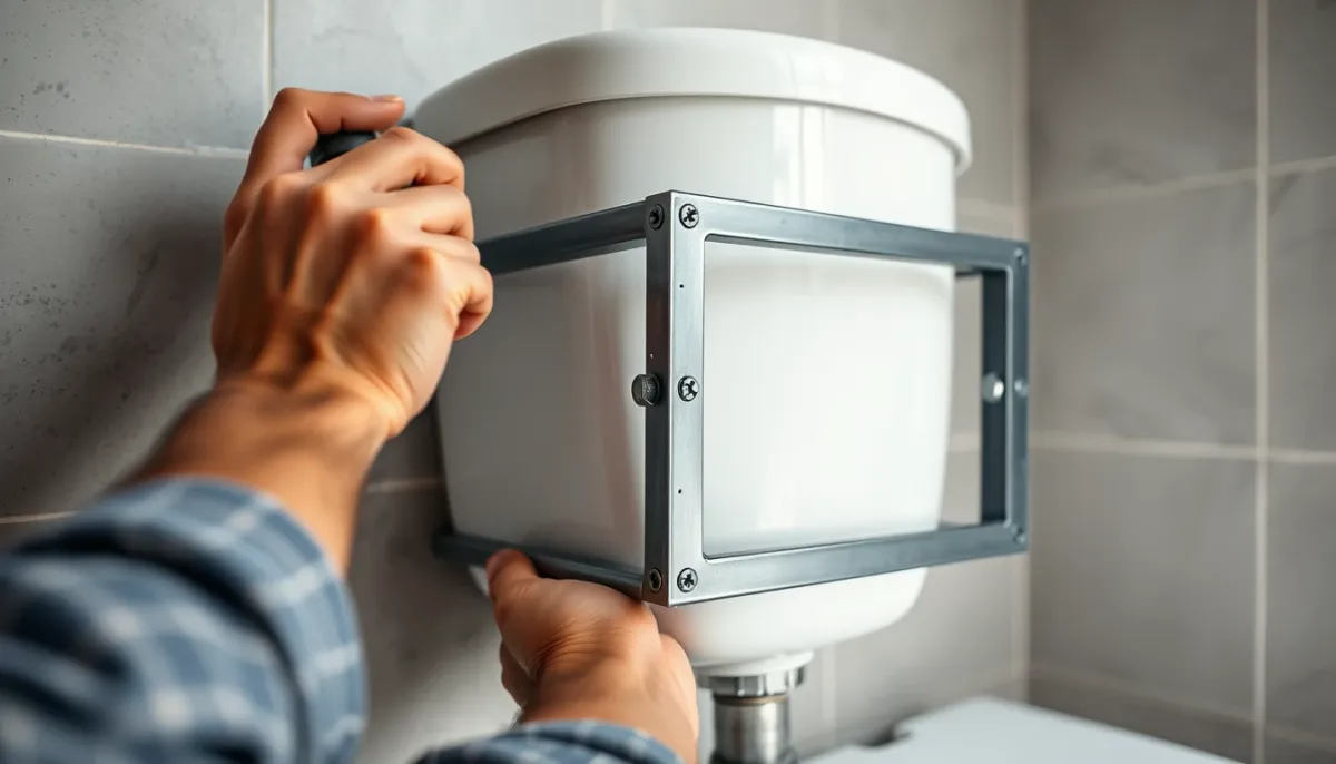 Installation d'un bâti-support pour WC suspendu par un plombier