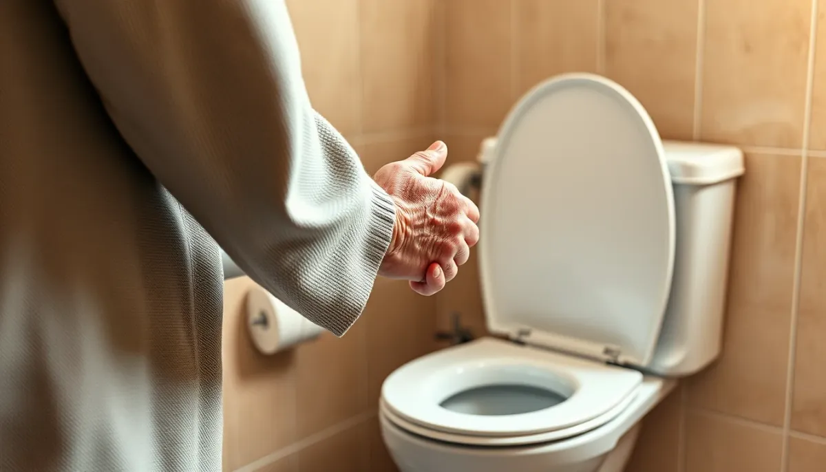 WC suspendu adapté aux personnes âgées avec barre d'appui