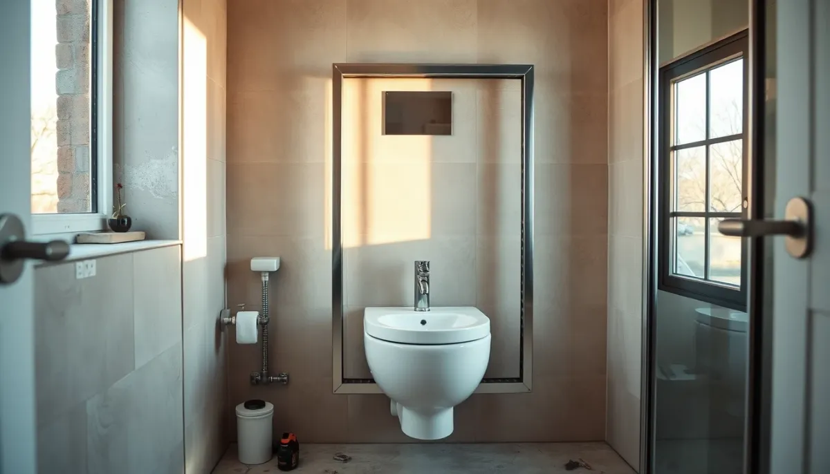 Installation d'un bâti-support pour WC suspendu lors de travaux