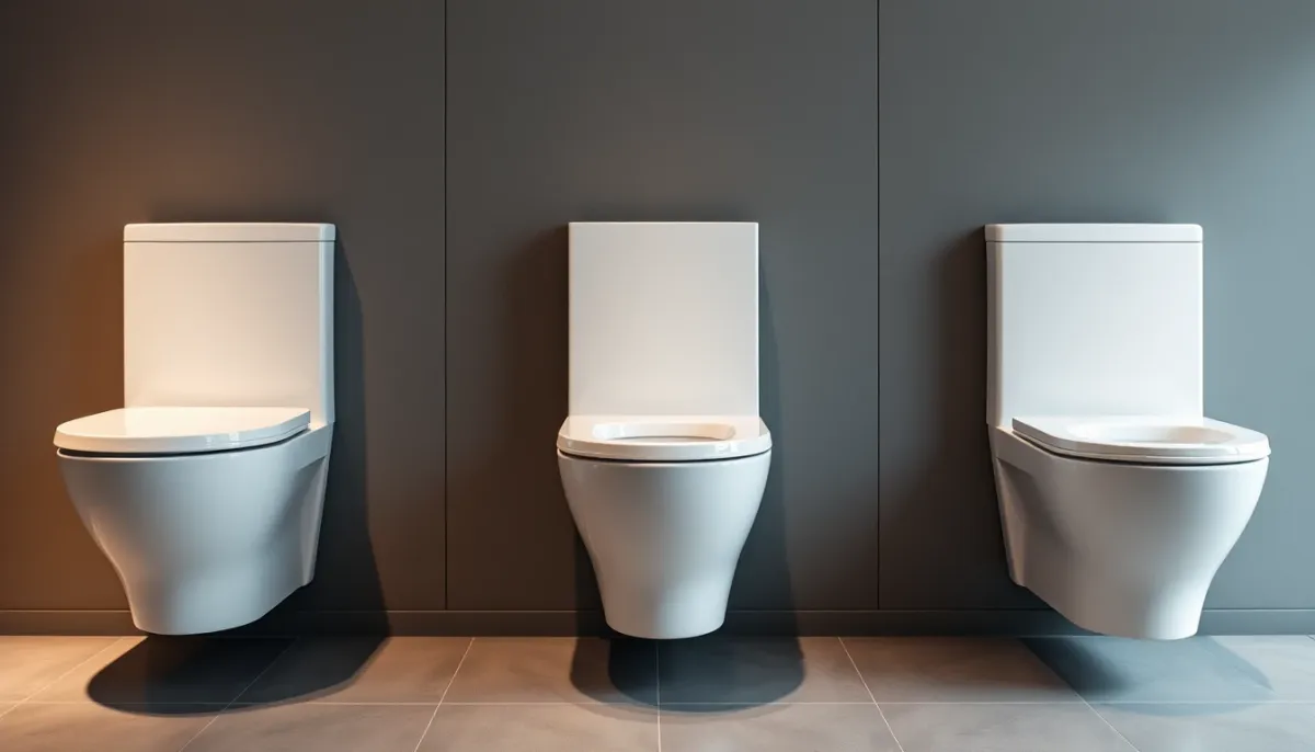 Comparatif de trois modèles de WC suspendus Roca, Geberit et Grohe en showroom